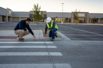 Amarillo commercial parking lot concrete inspection at a pedestrian crossing