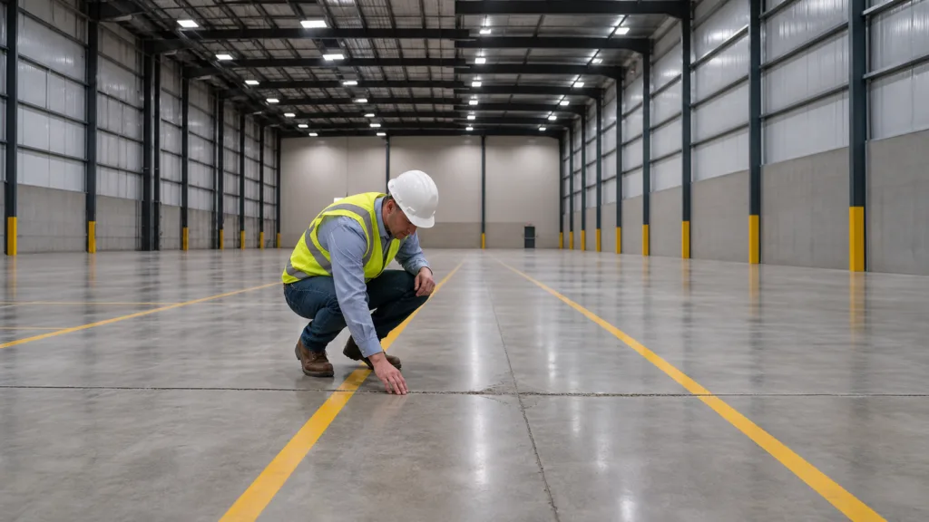 Forklift-free Amarillo warehouse floor inspection focused on joints and levelness