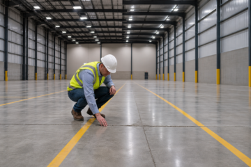Forklift-free Amarillo warehouse floor inspection focused on joints and levelness