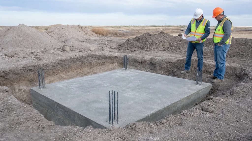 Amarillo concrete footing excavation inspected for alignment and soil support