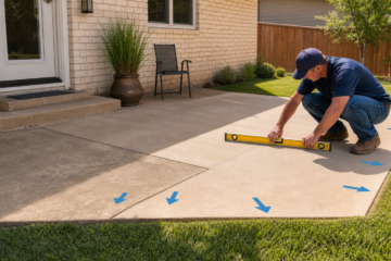 Amarillo backyard patio evaluation with repairable slab and replacement planning area