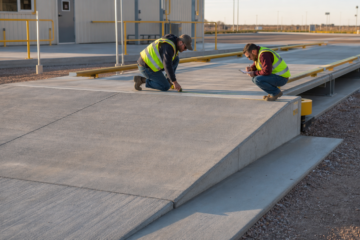 Heavy-duty Amarillo weigh station concrete ramp inspected at a smooth transition