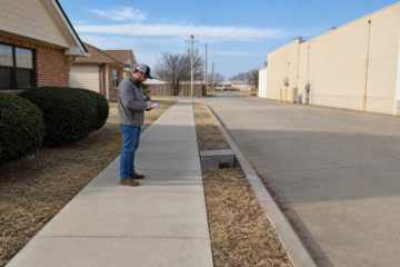 Hereford Texas mixed-use concrete property inspection with walk and service lane
